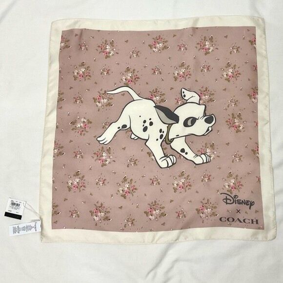 COACH X DISNEY Dalmatian Scarf Silk Bandana NWT 101 Dalmatians Puppy Patch - Picture 1 of 6